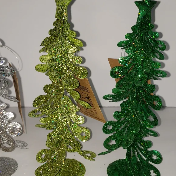 NWT- Set of 4 Glitter Metal Christmas Trees, 7.5" each - Picture 3 of 4